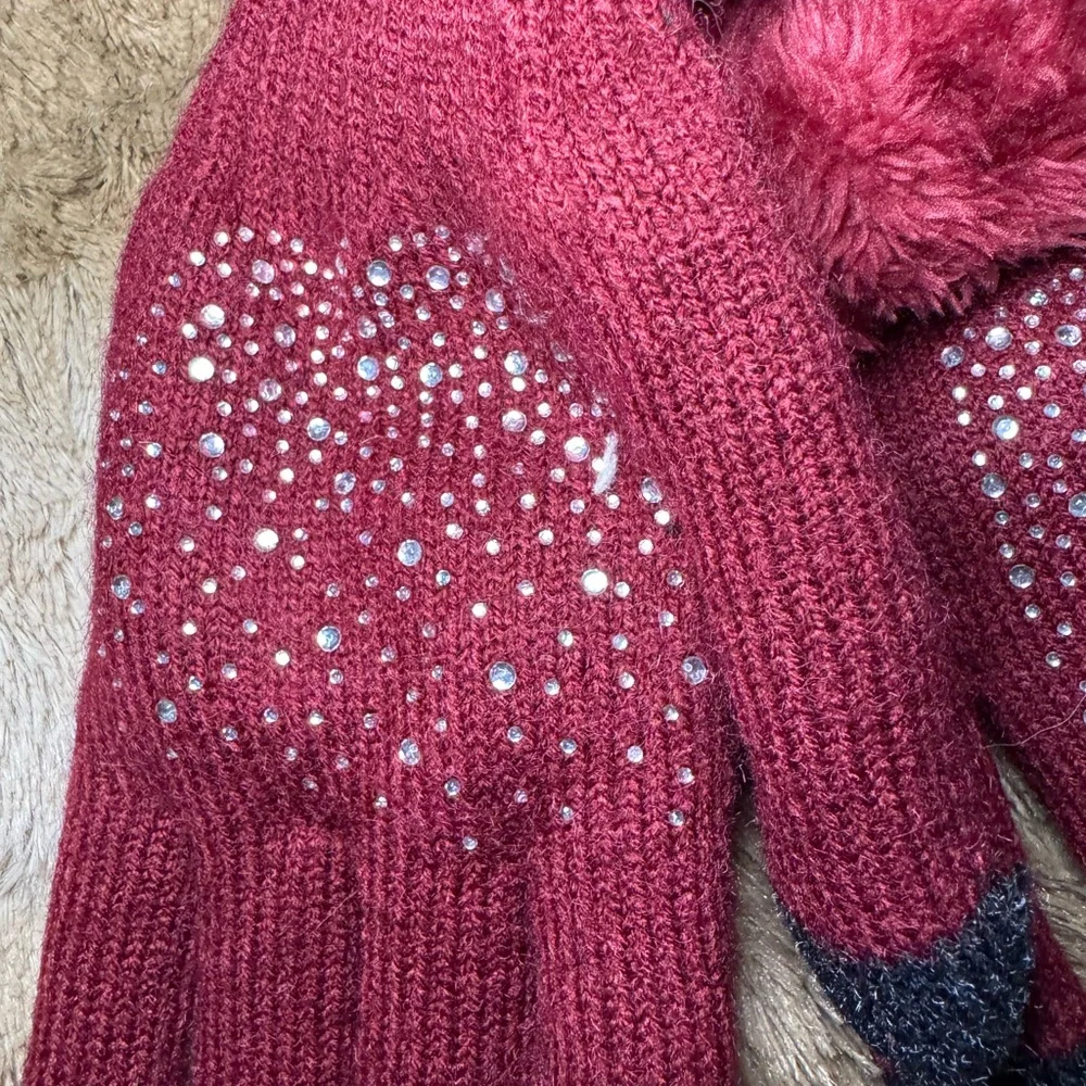 Fleece Lined Touchscreen Gloves - Burgundy